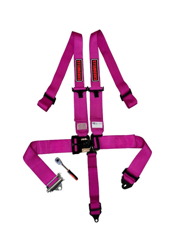 CARDWELLS RATCHET 5PT 2" OVER SHOULDER HARNESS SFI - PINK
